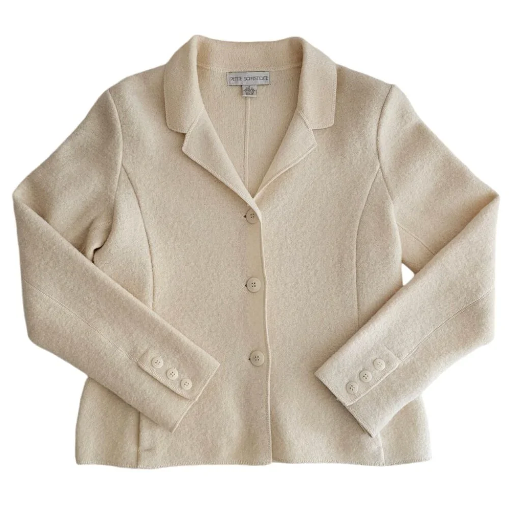Petite Sophisticate 100% Boiled Wool Jacket | Like New | XSP | Cream - Picture 2 of 16